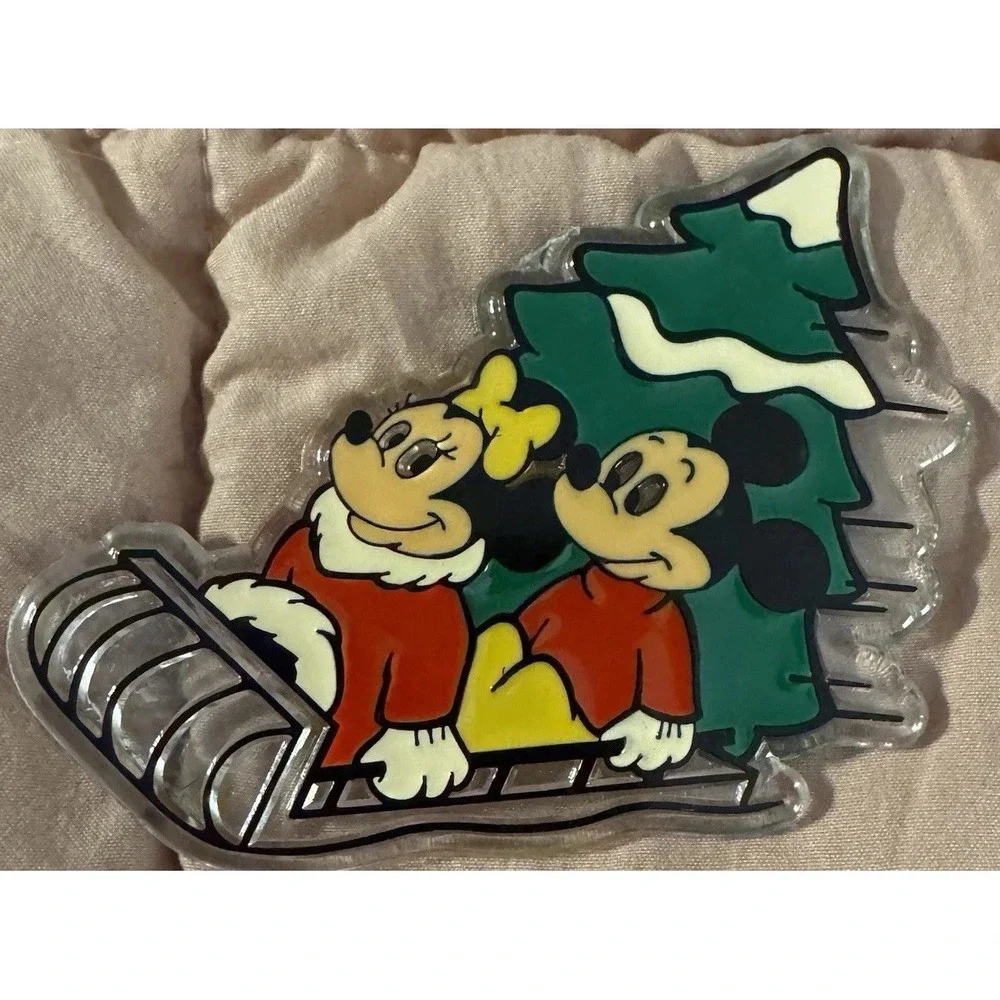 VTG Walt Disney Monogram Production Mickey Minnie Mouse Sled Christmas Ornament
